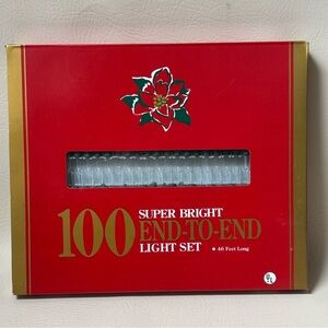 Vtg. Wal-Mart CHRISTMAS LIGHTS  - 100 Super Bright End-to-End Light Set - Clear